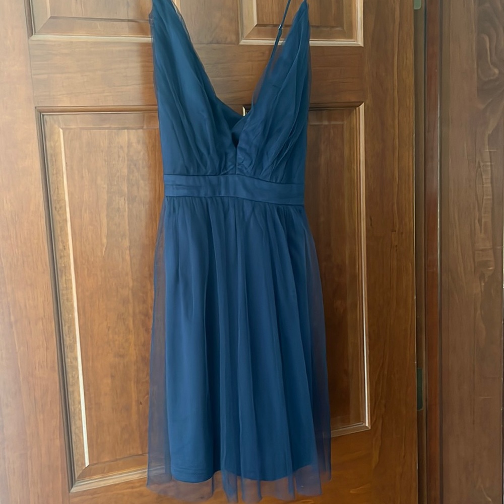 Lulu’s XL navy tulle deep v neck skater dress with adjustable straps